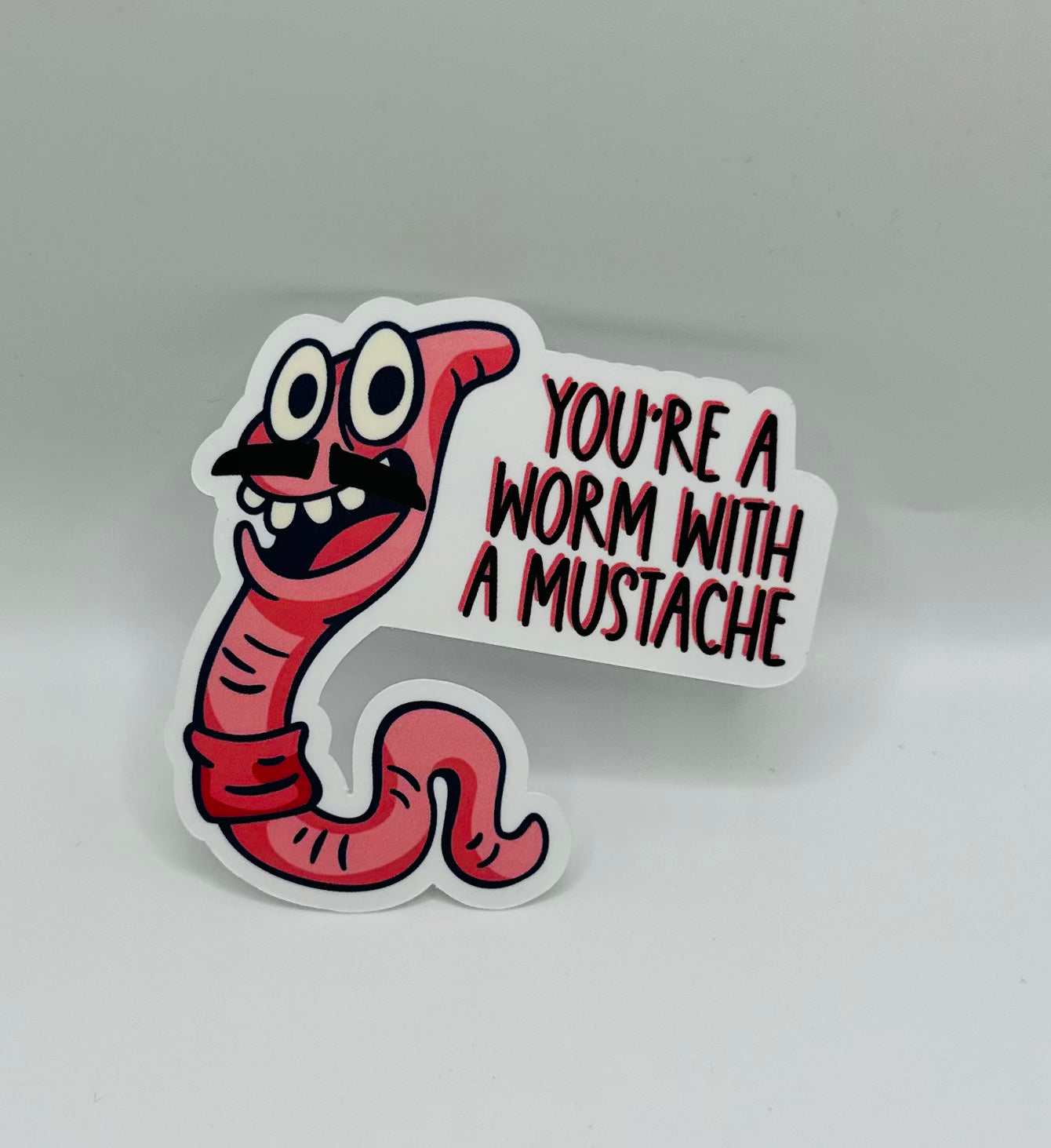 Worm with a Mustache Sticker