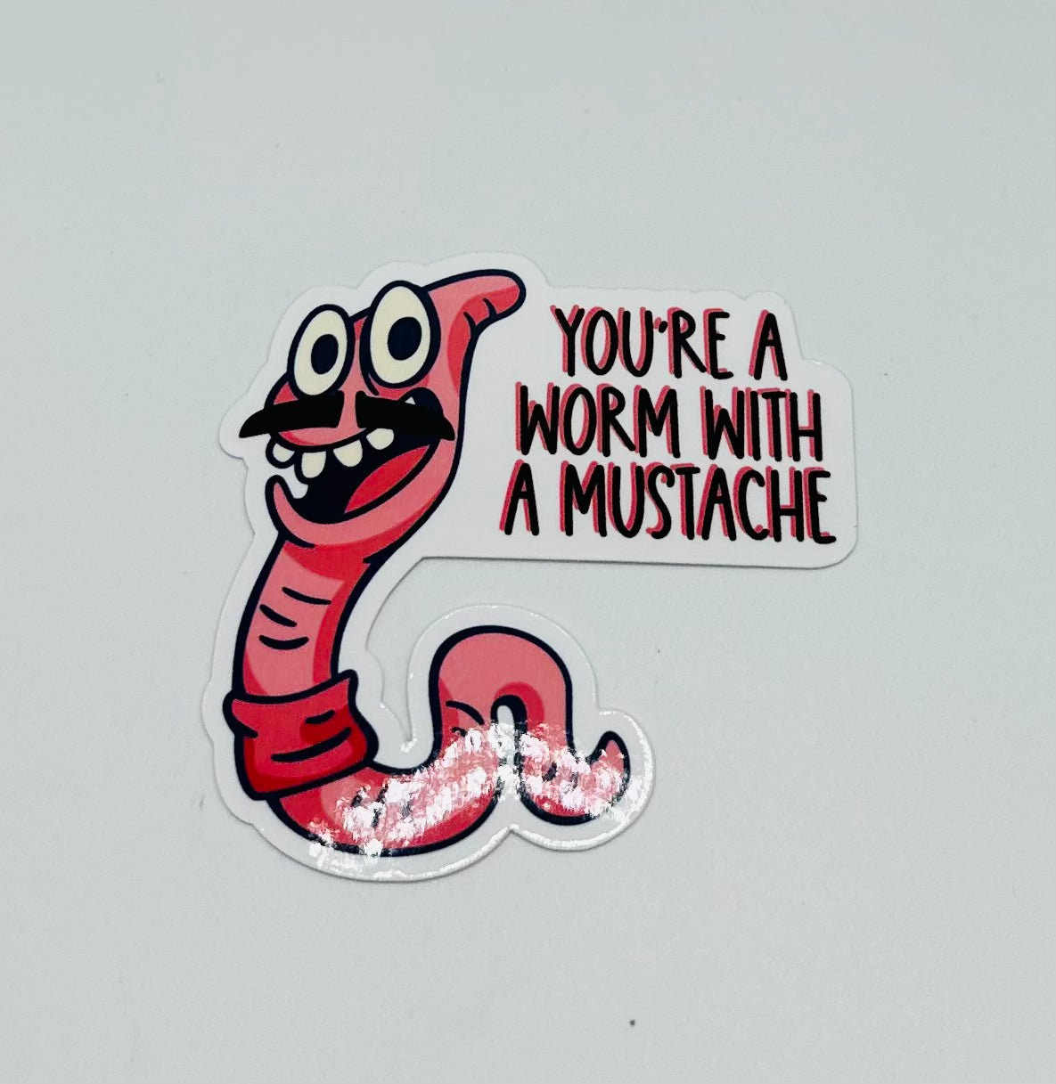 Worm with a Mustache Sticker