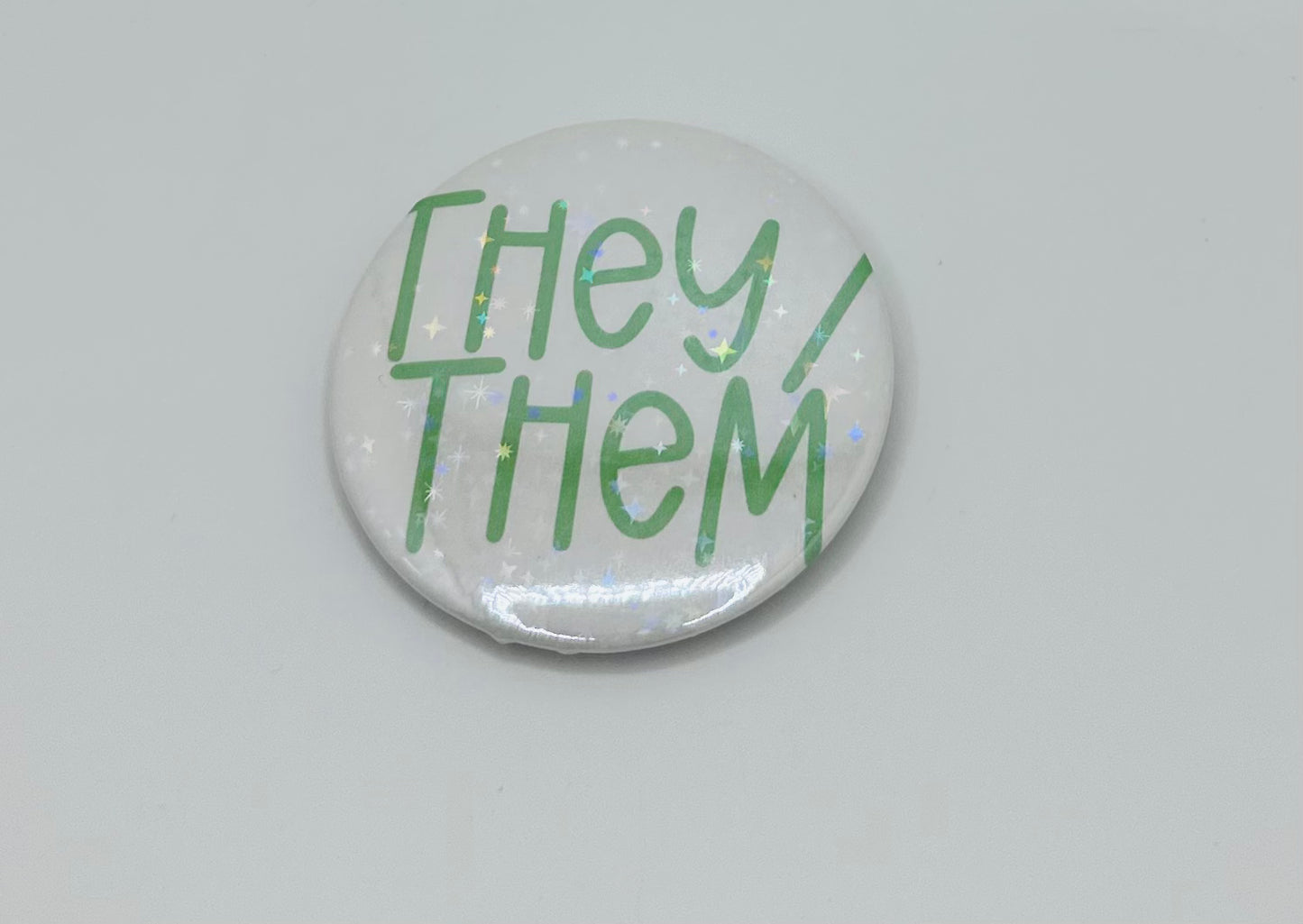 Holographic They/Them Pronoun Buttons