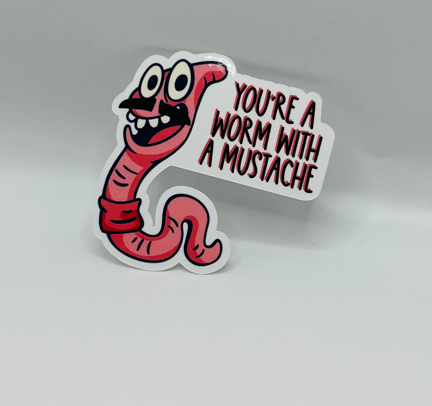 Worm with a Mustache Sticker