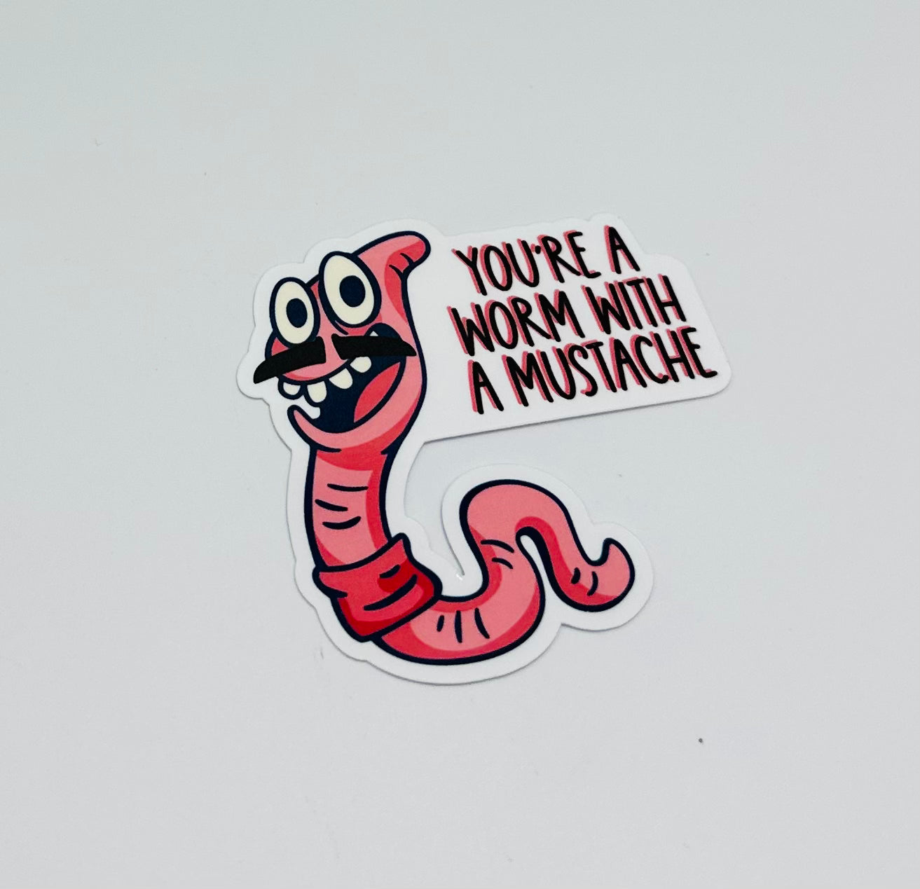 Worm with a Mustache Sticker